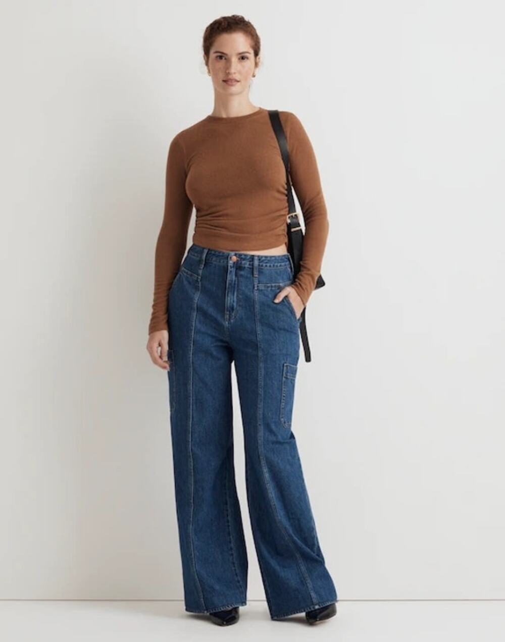 Madewell Curvy Baggy Straight Cargo Jeans in Codey Wash Rigid